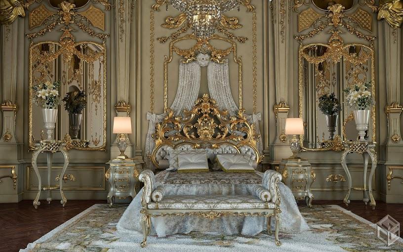 Royal Gold Bedroom Set Carved With King Size Bed - Top and Best ...