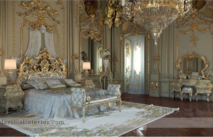 » Royal Gold Bedroom Set Carved With King Size BedTop and Best Italian