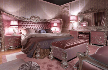 Carving Silver Italian Style Bedroom